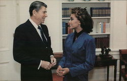 Ronald Reagan and Miss America Vanessa Williams Postcard