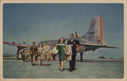 In Flight, Route of the Flagships, American Airlines Postcard