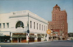 Street Scene showing Marcus Whitman Hotel Postcard