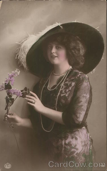 Beautiful Woman in Large Hat Women