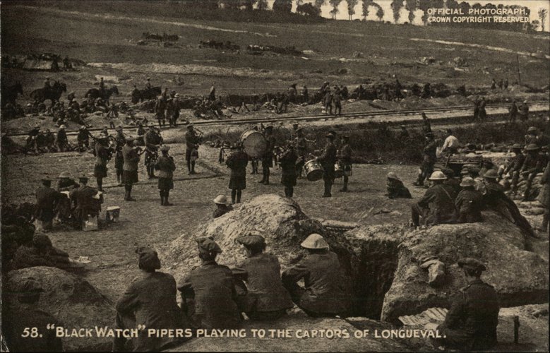 BlackWatch Pipers Playing To The Captor's of Longueval