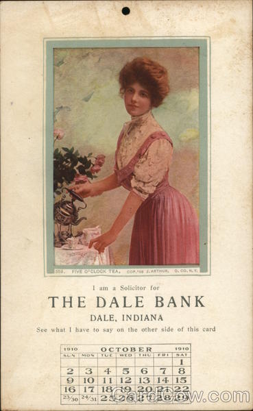 The Dale Bank, Dale, Indiana - Calendar October 1919