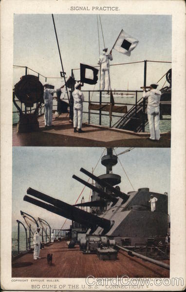 U.S.S Connecticut - Big Guns and Signal Practice