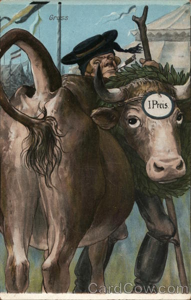 German Man and Cow at Octoberfest Cows & Cattle