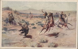 Cowboys Roping a Bear Cowboy Western Postcard Postcard Postcard