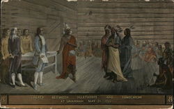 Painting of Treaty Between Oglethrope and Tomochichi at Savannah May 21, 1733 Postcard