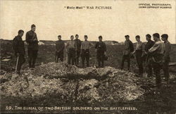 The Burial of Two British Soldiers on the Battlefield World War I Postcard Postcard Postcard