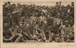Happy "Tommies" Wearing Hun Helmets World War I Postcard Postcard Postcard