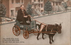 Boy in Studebaker Wagon Pulled by a Goat Postcard