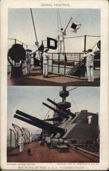 U.S.S "Connecticut" - Big Guns and Signal Practice Postcard