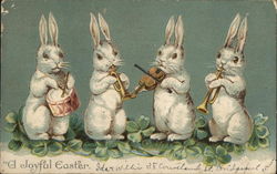 Four Bunnies Playing Instruments With Bunnies Postcard Postcard Postcard