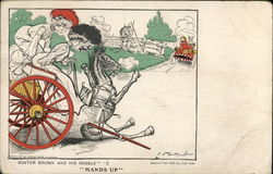 Two Woman in Tipped Horse Cart Postcard