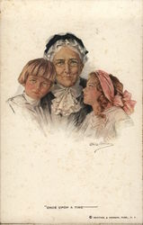 Older Woman, Two Children Leaning on Her Philip Boileau Postcard Postcard Postcard