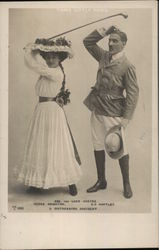 A distressing Accident - Ada and Lord Cheyne. Madge Crighton and G.P. Huntley Women Postcard Postcard Postcard