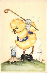 Baby Chick Golf Postcard Postcard