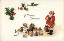 A Merrie Christmas Santa Claus Postcard Postcard Postcard