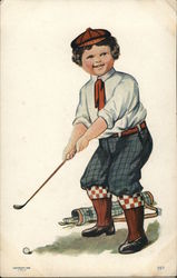 Young Boy Dressed for Golf Postcard