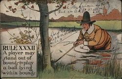 Golfer Playing Ball in Water Postcard
