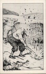 Golfer Breaking Golf Clubs Postcard