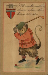 Billy Possum Playing Golf Postcard