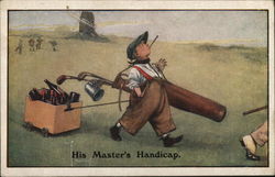 His Master's Handicap (Caddie with Beer) Golf Postcard Postcard Postcard