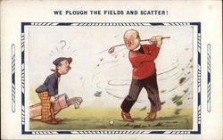 Man and Missing a Golf Swing Postcard