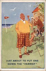 Just About To Put One Down The "Fairway" Postcard