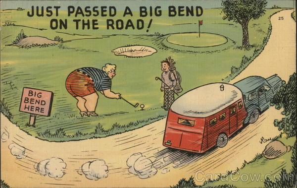 Large Woman Bending Over to Golf Comic, Funny