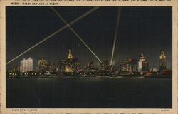 Skyline at Night Miami, FL Postcard Postcard Postcard