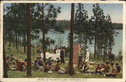 Picnic at Watson's Lake Pinehurst, NC Postcard Postcard Postcard