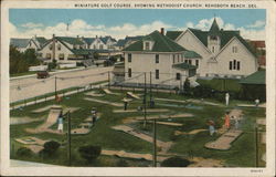 Miniature Golf Course, Showing Methodist Church Rehoboth Beach, DE Postcard Postcard Postcard