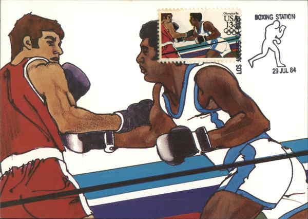 Two Men in Boxing Ring 1984 Olympics