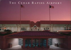 The Cedar Rapids Airport at sunset. Postcard