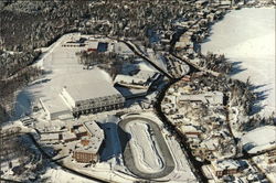 Aerial View of Village showing Olympic Arenas and Speed Skating Oval Postcard
