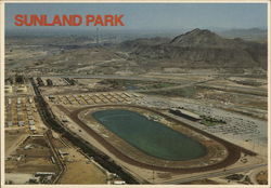 View of Town and Race Track Postcard