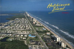 Looking North Along Hutchinson Island, Florida Postcard