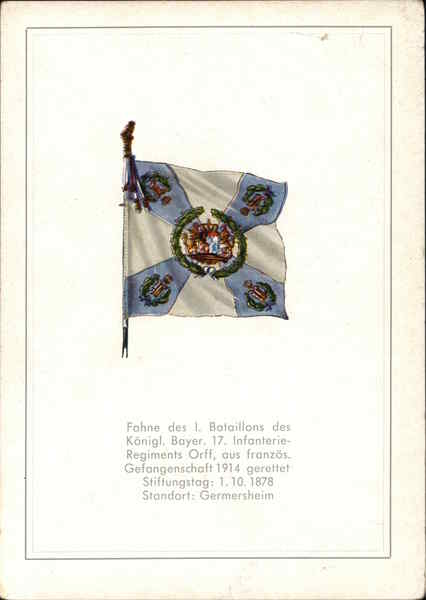 Fahne des 1. Bataillons des Koenigl. Bayer. 17. Infanterie-Regiments Orff Germany