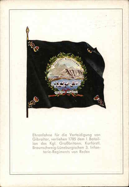 Ehrenfahne fur die Verteidigung von Gibraltar, verliehern 1785 dem I. Bataillon des Kgl. Grassbritan
