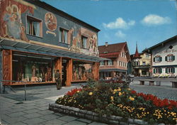 Buntes Haus and Hotel Alte Post Oberammergau, Germany Postcard Postcard Postcard