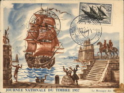 Journée Nationale du Timbre 1957 Boats, Ships Postcard Postcard Postcard