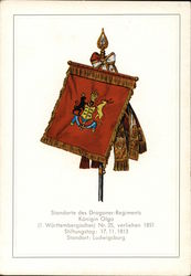 Standarte des Dragoner-Regiments Konigin Olga (1. Wurttembergisches) Flags Postcard Postcard Postcard