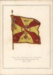 Banner of the Badisches Battalion Fahne des I. Batallions des I. Badischen, Germany Postcard Postcard Postcard