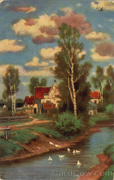 Sunny Water Scene, Ducks - Series 506 Artist Signed