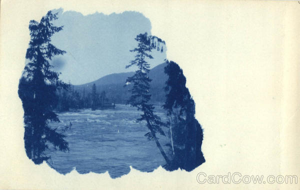 Lake, Mountain Scene Cyanotype Vignette Landscapes