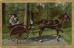 Couple in Horse Buggy Romance & Love Postcard Postcard