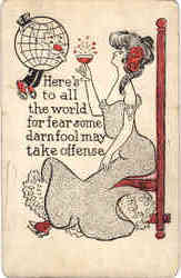 Woman Drinking Postcard