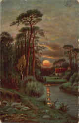 Sunset Pont Scene - Series 506 Postcard
