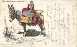 The Prospector's Automobile Donkeys Postcard Postcard