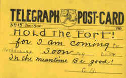 Telegraph Post Card - Hold The Fort! Postcard