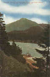 Cascade Mountains, Columbia River and Fish Wheel, North Bank Road Postcard